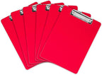 Red Plastic Clipboards (Set of 12) Multi Pack Clipboard - Strong 12.5 x 9 Inch | Holds 100 Sheets! Acrylic Clipboards with Low Profile Clip | Cute Aesthetic College School Supplies for Girls & Boys