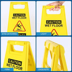 1-Pack Caution Wet Floor Sign,17.5" Height,Bright Yellow Double-Sided Folding A-Shaped Frame Design, Bilingual Caution Message