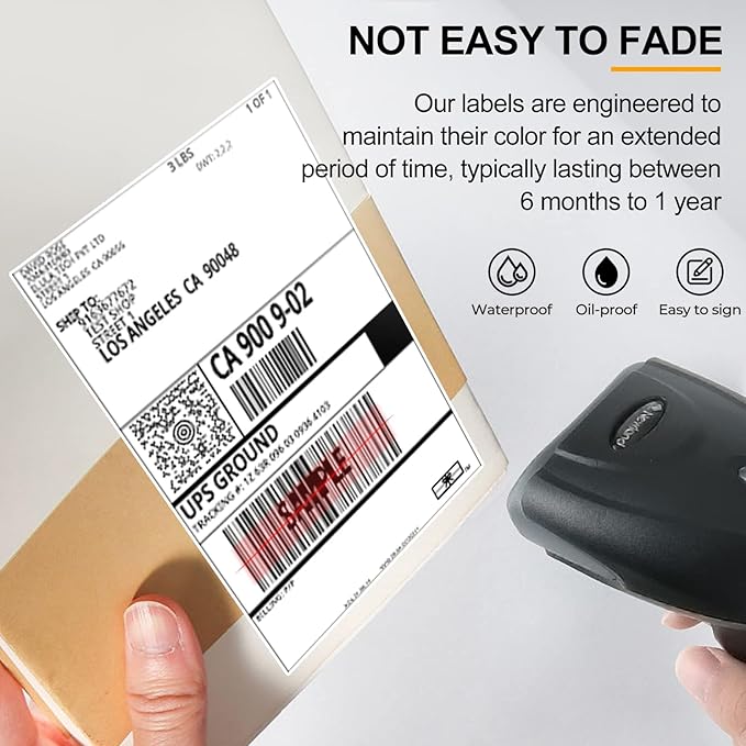 Qncz 1000 Pcs 4x6 Thermal Labels - 2 Rolls of 500, White Perforated & Smudge-Proof & Strong Adhesive Mailing Sticker Labels, Compatible with Rollo, Zebra, Jadens, Nelko