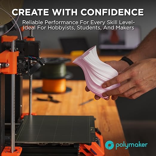 Polymaker Matte PLA Filament Cotton White 1.75mm 1kg 3D Printing Filament, PolyTerra 3D Printer PLA Filament