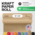 Brown Paper Roll 24" x 1800" (150 feet), Pack of 2 - USA-Made Brown Craft Wrapping Paper 50lb Thickness for Packing, Moving, Shipping & Crafts/Arts - 100% Recycled Wrapping Material by IDL Packaging