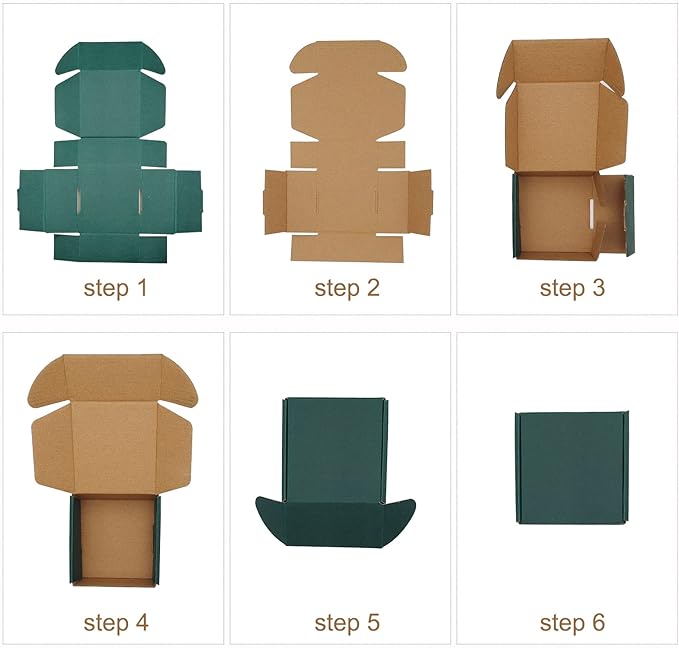 25 Pack Corrugated Packaging Box Mailers Shipping, Green Recyclable Cardboard Small Gift Mailer Boxes for Shipping Packaging Craft Gifts Giving Products (4x4x2 inch, Green)