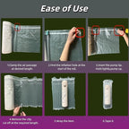 Large Bubble Cushioning Wrap 15.7" x 262 Ft Inflatable Air Pillow for Shipping Packing Moving Heavy Duty Eco-Friendly Packing Supplies for Fragile Items with Pump, Glass Bottle Packaging