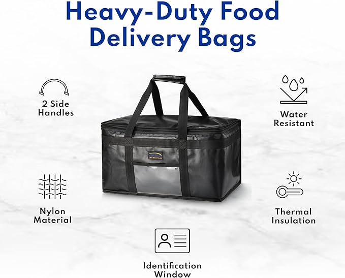New Star Foodservice 1028683 Commercial Quality Insulated Food Delivery Bag Half-Size,(12" W x 11.5" H x 9.5" D)
