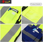 zojo High Visibility Safety Vests With Pockets, Pack of 10,Wholesale Reflective Vest for Outdoor Works, Cycling, Jogging, Walking,Sports - Fits for Men and Women (2XL-Mix Yellow & Blue)