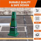 Reserved Parking Sign, 26.4-Inch Green Plastic Cone, High-Visibility