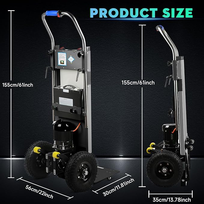 Electric Stair Climbing Hand Trucks Dolly Cart, 900lb Capacity Heavy Duty Stair Climber with Ropes, Carry Heavy Objects Up and Down Stairs Effortless for Furniture Logistics Warehouse