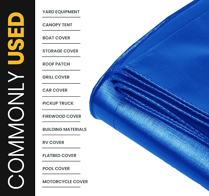 PROTARP Extra Heavy Duty 16 Mil Tarp Cover, Waterproof, UV Resistant, Rip and Tear Proof, Poly Tarpaulin with Reinforced Edges for Roof, Camping, Patio, Pool, Boat. (Blue 25′ X 40′)