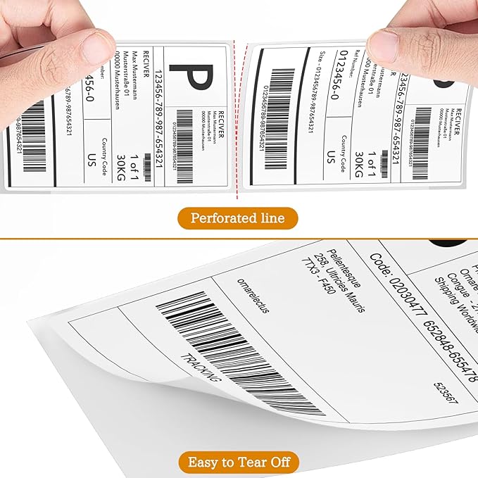 SJPACK 4" x 6" Thermal Labels, 200 Fanfold Labels, Direct Thermal Shipping Label Compatible with Nelko, Rollo, Zebra, Brother, Orgbro, Munbyn, Jadens Shipping Label Printer, Commercial Grade