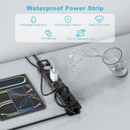 IPX6 Outdoor Power Strip Weatherproof,6 Outlet Metal Surge Protector Wall Mountable for Camping,Garden & Home,Heavy Duty 6FT ETL Certified Waterproof Extension Cord
