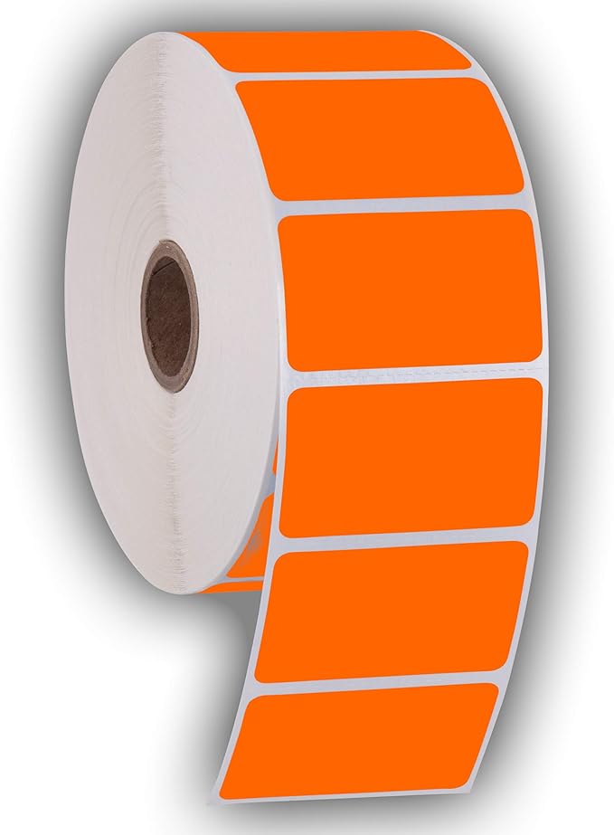 2.25" X 1.25" Direct Thermal Perforated Stickers Labels for Barcodes, Address, Consignment - Compatible with Zebra, Rollo, Godex and More (Orange, 6 Rolls)