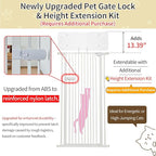 Lumizone Extra Tall Cat Gate 61.02" High Pressure Mounted Extra Wide 2025 New (17 Sizes) 1.37" Gap No Drilling Auto-Close One-Handed Operation Tall Pet Gate for Dogs(White, 61.02" H x 29.92"-34.24" W)