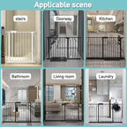WAOWAO Baby Gate 38.58-43.27" Extra Wide Pressure Mounted Walk Through Swing Auto Close Safety White Metal Toddler Kids Child Dog Pet Puppy for Stairs,Doorways,Kitchen
