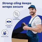 Rosmonde Black Plastic Wrap, 128 Rolls Bulk Pack, 80 Gauge Thick Shrink Wrap, True 18" x 1500 ft Industrial Strength, 9.4 lbs/Roll, Bulk Pallet Stretch Wrap for Warehouse, Moving and Secured Packaging