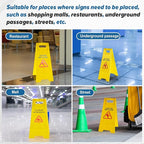 12 Pack 24 Inch Blank Floor Sign Yellow A-frame Foldable Caution Sign Write-On Double Sided Safety Warning for Pool Restaurant Restroom Office