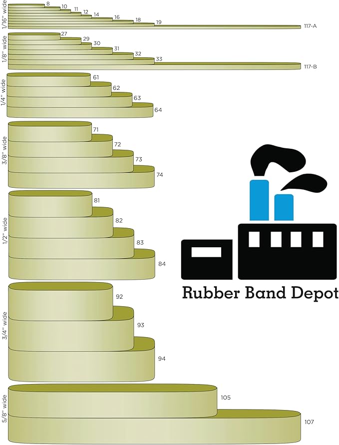 3-1/2" x 1/4'' - Size #64 - Rubber Band Depot - Everyday Rubber Bands, Business Bands - Approximately 40 Per Bag - 1/8 Pound Bag