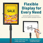 1 PACK Double-Sided Adjustable Heavy Duty Pedestal Sign Holder Stand for Display - Indoor/Outdoor Floor Sign Stand with Base 8.5x11 inches (Horizontal and Vertical Orientation) - includes dry erase marker