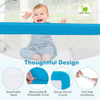 BABY JOY Bed Rails for Toddlers, 59'' Extra Long, Swing Down Bed Guard w/Safety Straps, Folding Baby Bedrail for Kids Twin, Double, Full Size Queen & King Mattress (Blue, 59-Inch)