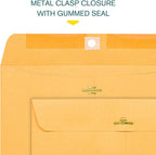 Clasp Envelopes – 9.5x12.5 Inches Brown Kraft Catalog Envelopes Letter Size -15 Pack - with Clasp Closure & Gummed Seal – 28lb Heavyweight Paper Envelopes for Home, Office, Business, Legal or School