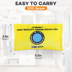 100g (24 Packs) Rechargeable Desiccant Packs for Storage, Color Indicating Silica Gel Desiccant Packets, Moisture absorbers for storage,Dehumidifier bag for Closets,Cars,Storage Bins