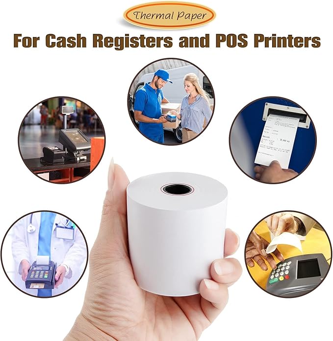 (10 Rolls) 2 1/4" x 165' Thermal Paper, POS Receipt Paper for Retail Business Cash Register, Fits Most Credit Card Terminal