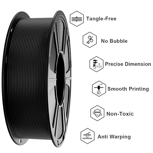 GEEETECH Black PLA Filament 1.75mm, 3D Printer Filament Dimensional Accuracy +/- 0.02mm, 1kg Spool(2.2lbs) 3D Printing Filament Fits Most FDM 3D Printers