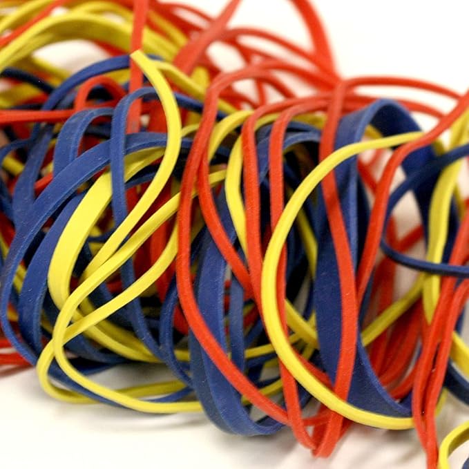 Rubber Band Depot, Size #54, ASSORTED COLORS & SIZES, Everyday Rubber Bands - 1/4 Pound Bag