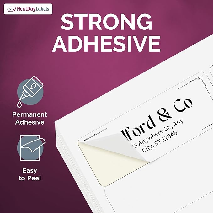 NextDayLabels - Laser/Ink Jet White Labels (2-5/8" x 1" - 30 Per Page | 7,500 Labels)