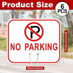Geetery 6 Pcs No Parking Signs Traffic Cone, 12.6 x 10.43 Inches Plastic Traffic Cone Top Warning Sign for Road Barricade Outdoor Construction Waterproof