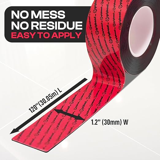 GripBond Black Super Bond Heavy Duty Double Sided Tape, 4 Rolls (10 Ft), 1.2” x 120” – Waterproof Adhesive Mounting Tape for Indoor/Outdoor, Walls, Automotive, Car, LED Strip Lights, Home, Office