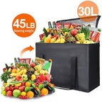 2PK Insulated Grocery Bags Reusable Heavy Duty - Cooler Tote with Reinforced Base for Stability & No Sag - XL Thermal Bag for Hot Cold Food, Delivery, Shopping, Travel, Camping, Grocery Essentials