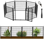 36 in(H) Garden Fence With Gate, Wide Gate Low Threshold, 8 Panels Total 17.7 ft(L) Heavy Duty Iron Animal Barrier Fence For Yard, Suitable For Indoor Or Outdoor Dog Fencing,Garden Border Fence