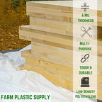 Farm Plastic Supply - White Plastic Sheeting - 6 mil - (10' x 100') - Thick Plastic Sheeting, Heavy Duty Polyethylene Film, Drop Cloth Vapor Barrier Covering for Crawl Space
