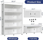 320GAL Extra Large Storage Bins with Lid, 1280QT Collapsible Organizer with Wheels, Stackable Closet Cabinet with Doors, Folding Storage Containers for Home, Office, Kitchen, 4Pack White