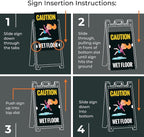 Caution Wet Floor with Graphic Sidewalk Sign Kit, 24x36 Inches, with A Frame Stand, Made in USA