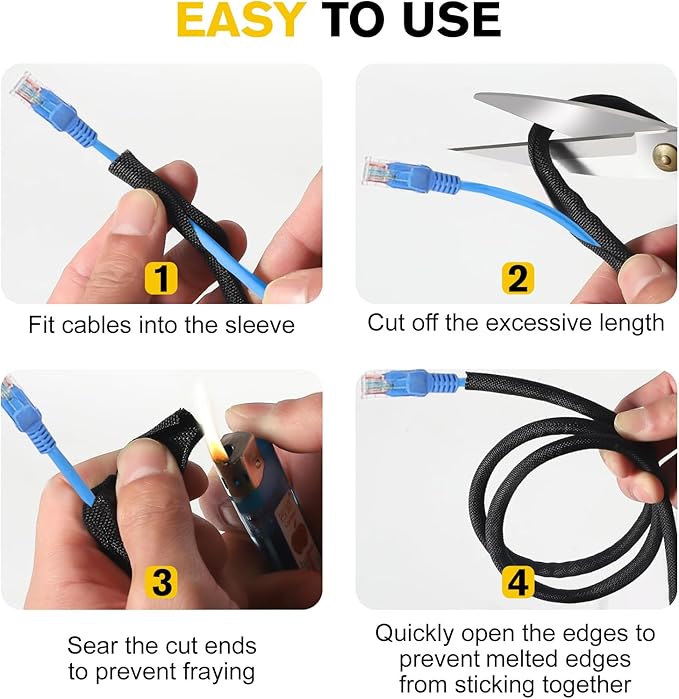 Cord Protectors from Pets No Chew, Ultra Durable Wire Protector Cord Covers for Pets, Flexible Cable Sleeve Cord Management for TV/Computer/Electric Wires/Phone Charging Cables (1/2"-20Feet)
