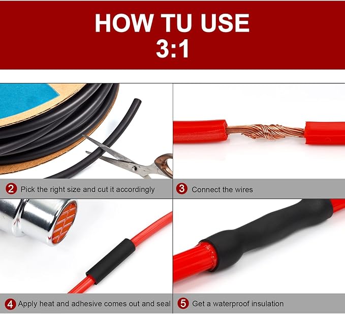 Chanzon 3:1 Ratio - 80ft Roll - Heat Shrink Tubing 2" (50mm) - Marine Grade Waterproof Adhesive Lined - (25M Total Length) Red Polyolefin Sleeving Wrap Shrinking 3 to 1 Ratio 1pcs