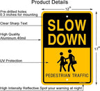 Joffreg Slow Down Pedestrian Traffic Sign,17 x12 Inches,Reflective Aluminum,UV Printed,Weather Resistant,Waterproof,Durable Ink,Easy to Mount,Outdoor Use(4 Pack)