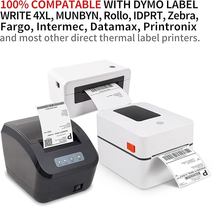 Direct Thermal Shipping Labels 4" x 6" Fanfold 6000 Label Compatible, with DYMO Label Writer Rollo & Zebra with Perforated line for Thermal Printers Labels Commercial Grade Labels (1 Case)