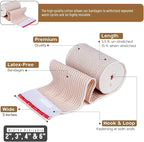 Premium Elastic Bandage Wrap (3” Wide, 2 Pack) - Nexskin Latex Free Athletic/Medical Compression Bandages Hook & Loop Fasteners at Both Ends - Lifetime Washable & Reusable Bandages
