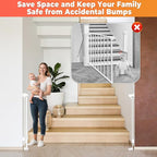 Retractable Baby Gates for Stairs, 55" Wide Retractable Dog Gate Pet Gate, 34" Extra Tall Child Safety Gate Toddler Mesh Gate with Support Rods for Doorways, Hallways, Deck, Porch, Indoor, Outdoor