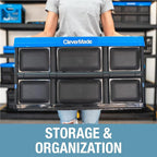 CleverMade Collapsible Storage Bins - Stone 3 Pack 62L - Stackable Containers Heavy Duty Capacity Folding Crates - Space-Saving for Home