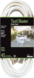 Southwire Outdoor Extension Cord - Light-Duty Landscape & Patio Cable - SJTW Extension - 16 Gauge - 3 Conductor - Weather Resistant - White - 40 Foot