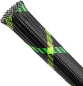 Expandable Braided Sleeving, PET Automotive Wire Loom, Flexible Cable Management for Audio Video and Other Home Device, Cord Protector from Pets (Black Green Yellow, 1/8" x 25ft)