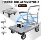 Heavy Duty Platform Truck Flat Moving Cart Hand Trucks,2000Lbs Steel Push Cart Dolly, 36 x 24in Large Flatbed with 5'' 360 Degree Swivel Wheels for Easy Storage