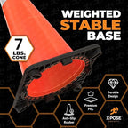 Xpose Safety 28 Inch Orange Traffic Cones with 6" Collar - 48 Pack Multipurpose PVC Plastic Safety Cone for Parking, Soccer, Caution, Kids and Construction - DOT Approved