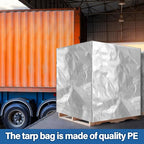 48" x 60" x 48" Heavy Duty Pallet Covers Outdoor PE Waterproof Pallet Cover Silver Tarp Waterproof for Construction Outdoor Storage (2 Pcs)