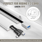 Cord Wall Cover, 236in Self-Adhesive Wire Covers for Cords on Wall, Extension Cable Hider for Floor, Mounted Tv, Home and Office Cavity 0.63" Wx0.31 H (White)
