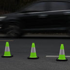OrangeStar 12" Traffic Cones 4-Pack, Green Safety Cones with Reflective Collar & Heavy Duty Base for Driving Practice, Parking Lots, Roadwork, Construction | Indoor & Outdoor Use