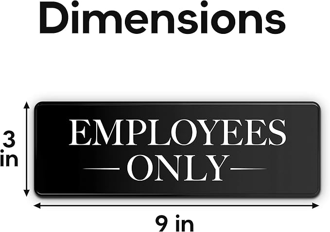 Employees Only Sign Kit For Door - 3 Pack - 3 By 9 Inch - Ideal Employee/Staff Only Signs for Office, Business, Kitchen, Restroom - Ensures Public Do Not Enter Restricted Areas
